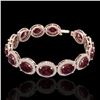 Image 2 : 27 CTW Garnet & Micro Pave VS/SI Diamond Certified Bracelet 10K Rose Gold - REF-360W2H - 22689