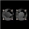 Image 1 : 2.50 CTW Fancy Black VS Diamond Solitaire Stud Earrings 10K Rose Gold - REF-62M2F - 33104