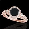 Image 1 : 1.5 CTW Certified Vs Black Diamond Solitaire Halo Ring 10K Rose Gold - REF-68M2F - 33602