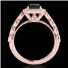 Image 2 : 1.5 CTW Certified Vs Black Diamond Solitaire Halo Ring 10K Rose Gold - REF-68M2F - 33602