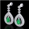 Image 1 : 2.25 CTW Emerald & Micro Pave VS/SI Diamond Earrings Designer 14K White Gold - REF-105M5F - 23151