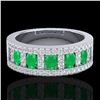 Image 1 : 2.34 CTW Emerald & Micro Pave VS/SI Diamond Designer Ring 10K White Gold - REF-67M3F - 20824