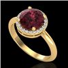 Image 2 : 2.70 CTW Garnet & Micro Pave VS/SI Diamond Ring Designer Halo 18K Yellow Gold - REF-58M9F - 23213