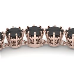 34 CTW Certified Black VS Diamond Necklace 14K Rose Gold - REF-1127M3F - 29642