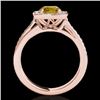 Image 2 : 1.33 CTW Certified Si Fancy Intense Yellow Diamond Solitaire Halo Ring 10K Rose Gold - REF-176F4M - 