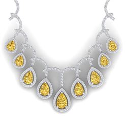 29.42 CTW Royalty Canary Citrine & VS Diamond Necklace 18K White Gold - REF-781N8Y - 39357