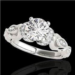 1.2 CTW H-SI/I Certified Diamond Solitaire Antique Ring 10K White Gold - REF-161T8X - 34675