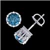 Image 4 : 2.04 CTW Fancy Intense Blue Diamond Art Deco Stud Earrings 18K White Gold - REF-209M3F - 38097