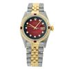 Image 2 : Rolex Ladies Two Tone 14K Gold/SS, Diam Dial & Diam/Ruby Bezel, Saph Crystal - REF-368F7M