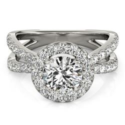 1.51 CTW Certified VS/SI Diamond Solitaire Halo Ring 18K White Gold - REF-176T5X - 26763