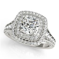 1.65 CTW Certified VS/SI Diamond Solitaire Halo Ring 18K White Gold - REF-180Y9N - 26467