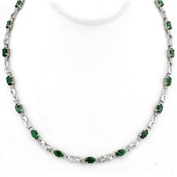 7.02 CTW Emerald & Diamond Necklace 10K White Gold - REF-85Y5N - 11324