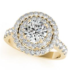 2.25 CTW Certified VS/SI Diamond Solitaire Halo Ring 18K Yellow Gold - REF-443W3H - 26885