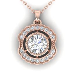 1.02 CTW Certified VS/SI Diamond Art Deco Necklace 14K Rose Gold - REF-177Y3N - 30544