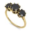 Image 2 : 2 CTW Past Present Future Black Diamond Ring 18K Yellow Gold - REF-100K2R - 35779