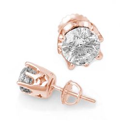 2.0 CTW Certified VS/SI Diamond Solitaire Stud Earrings 14K Rose Gold - REF-480T8X - 11161