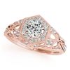 Image 2 : 1.4 CTW Certified VS/SI Diamond Solitaire Halo Ring 18K Rose Gold - REF-410M2F - 26869