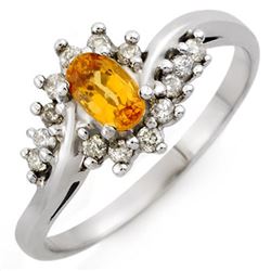 0.55 CTW Yellow Sapphire & Diamond Ring 18K White Gold - REF-36T4X - 10277