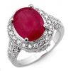 Image 1 : 6.0 CTW Ruby & Diamond Ring 14K White Gold - REF-100R9K - 11524