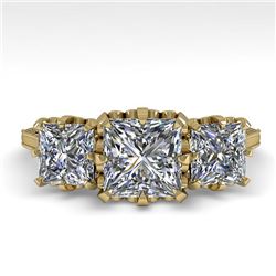 2 CTW Past Present Future Certified VS/SI Princess Diamond Ring 18K Yellow Gold - REF-414W2H - 35785