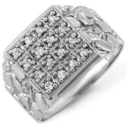 0.50 CTW Certified VS/SI Diamond Mens Ring 10K White Gold - REF-61W6H - 10578