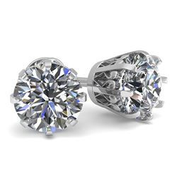 1.50 CTW VS/SI Diamond Stud Solitaire Earrings 18K White Gold - REF-302R9K - 35679