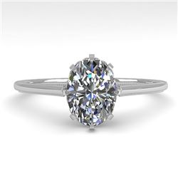 1.0 CTW VS/SI Oval Diamond Solitaire Engagement Ring 18K White Gold - REF-283Y5N - 35748