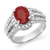 Image 1 : 4.70 CTW Ruby & Diamond Ring 18K White Gold - REF-134K9R - 13152