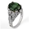 Image 2 : 7.10 CTW Green Tourmaline & Diamond Ring 14K White Gold - REF-161M5F - 11408