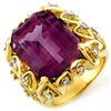 Image 1 : 14.40 CTW Amethyst & Diamond Ring 10K Yellow Gold - REF-83W6H - 10192