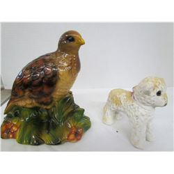 2 Pieces chalk ware - Eagle & Lamb