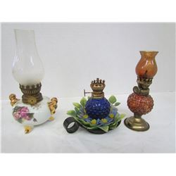 3 Miniture oil lamps