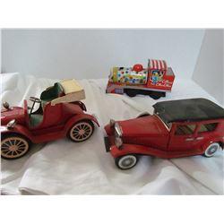 3 Tin toys - Cars & Train
