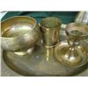 Image 4 : Brass platter, cups, bowl and candle holders