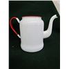 Image 4 : Enamel wear white/red kitchen items - coffee cup, kettle and tea pot