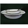 Image 2 : Enamel wear black/white kitchen items - ladel, 3 medium bowls, 1 large bowl