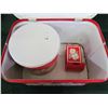 Image 5 : Complete 5 piece bread box and canaster set with match box holder