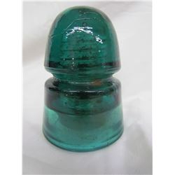 Green glass insulator 4" - crack on top