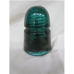 Green glass insulator 4" - crack on side