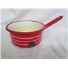 Image 4 : Misc kitchen items - 3 plates, 4 cups, ladel, red pot