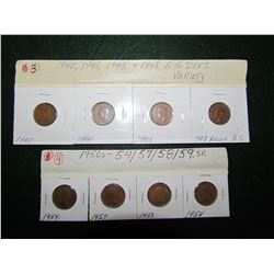 1940-1948 Geo VI, 1954-1959 E II S.F Pennies