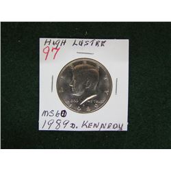 1989 Kennedy High Lustre Liberty U.S 50 Cent MS60