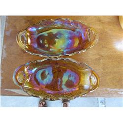 2 Modern carnival glass dish