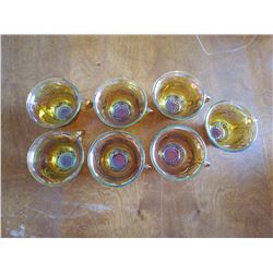 7 Mondern Carnival Glass Teacups