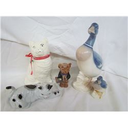 Group of glass animals - Duck, Cat & Bear