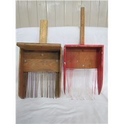 2 Wooden blueberry pickers