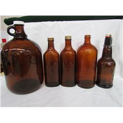 6 Glass Bottles - 1 Gallon jug