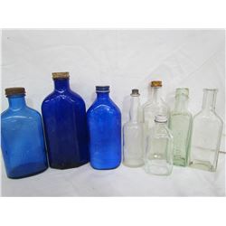 8 Glass Bottles - Different Sizes