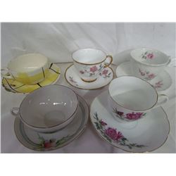 5 Teacups with saucers