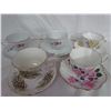 5 Teacups with saucers - Flower Garden & Phoenix Bone China